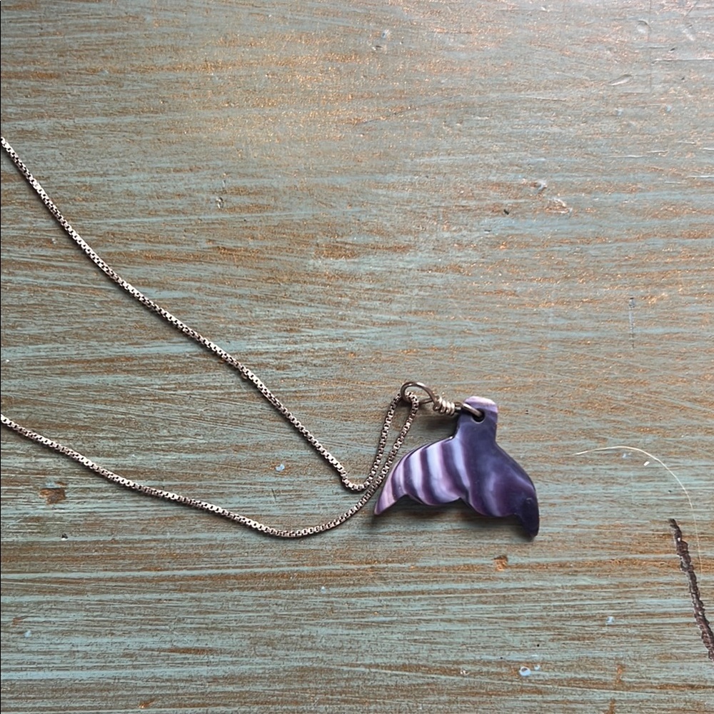 Wampum whale tale Pendant Necklace